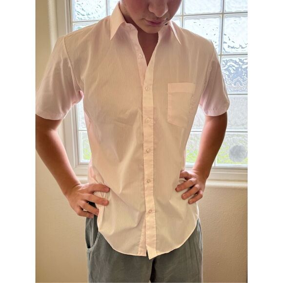 McGregor Classics light Havana pink men’s L vintage subtle pinstriped button up - Picture 2 of 7